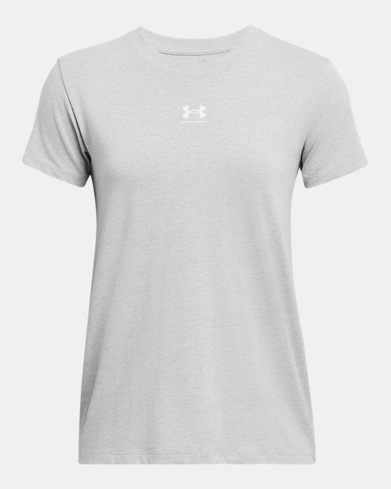 Women's UA Rival Core Short Sleeve in Gray image number 2